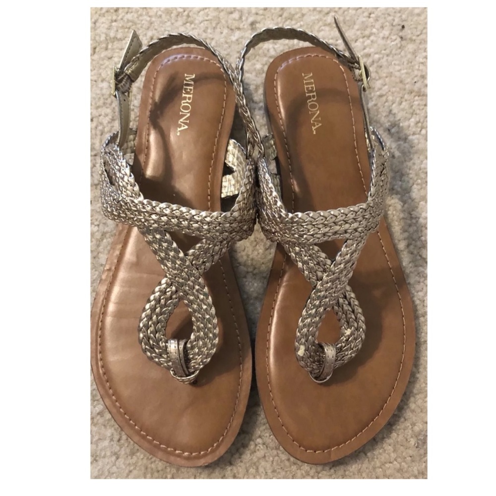 Womens Gold Jana Thong Sandals Merona Size 7.5